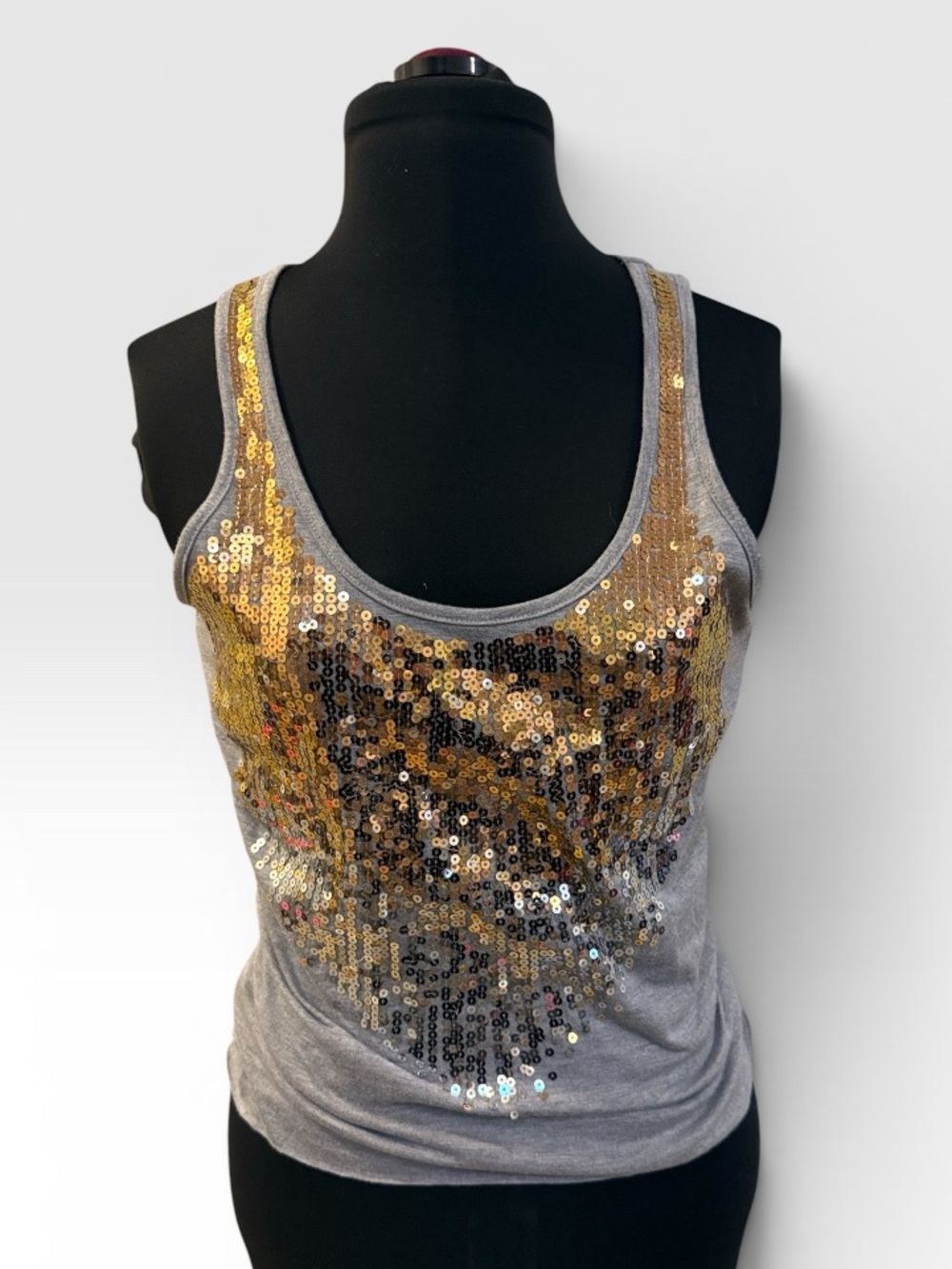 Love By Design Gray Tank with Gold Sequin Front